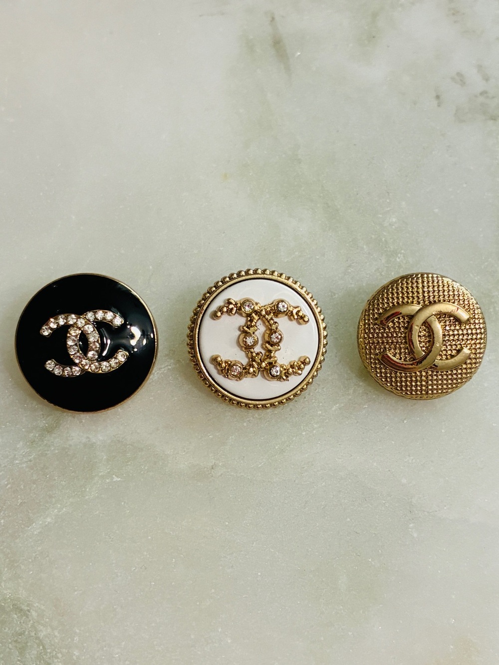 3 Chanel Buttons Metal Authentic
